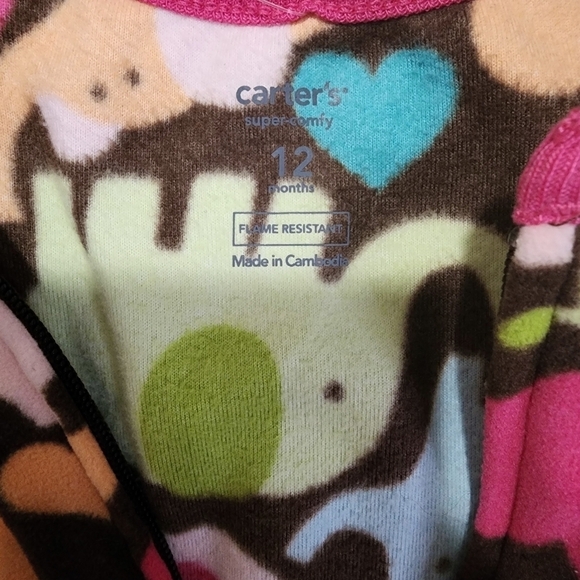 3/$25 NWT Carter's Fleece Elephant Footed Pajamas - 12 months - Picture 5 of 6